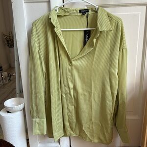 Lightweight LS soft green button down